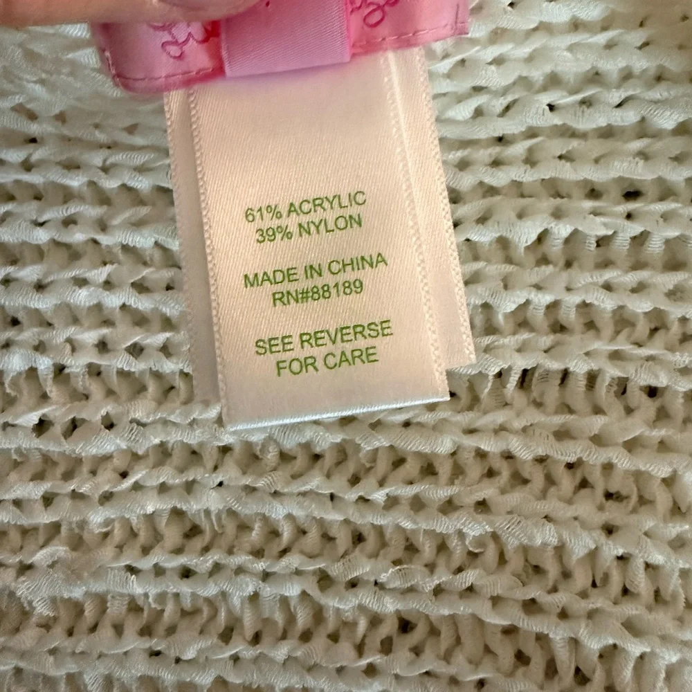 Lilly Pulitzer Cream Open Front Vest Cardigan Large - Picture 3 of 6